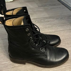 Black leather boots